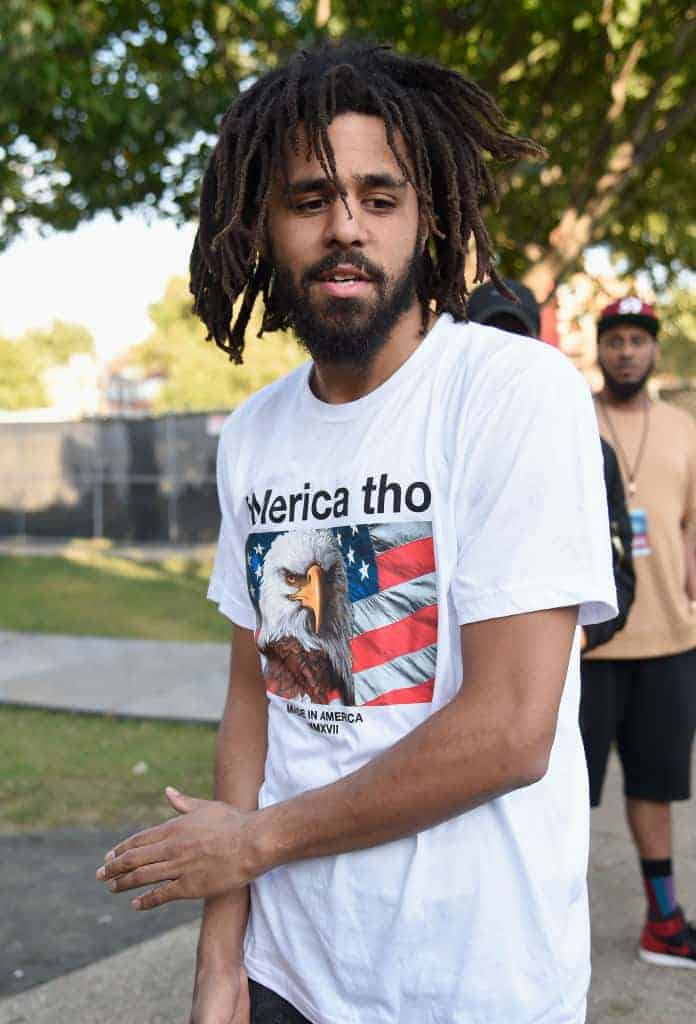 J Cole backstage during the 2017 Budweiser Made in America festival