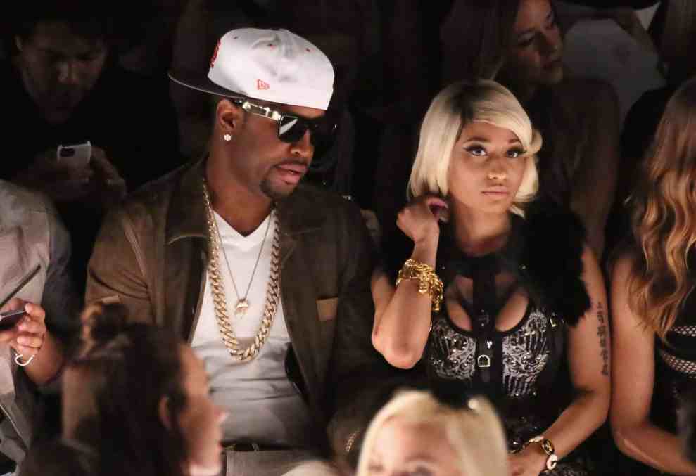 Safaree and Nicki Minaj attend Herve Leger By Max Azria - Front Row - Mercedes-Benz Fashion Week Spring 2014