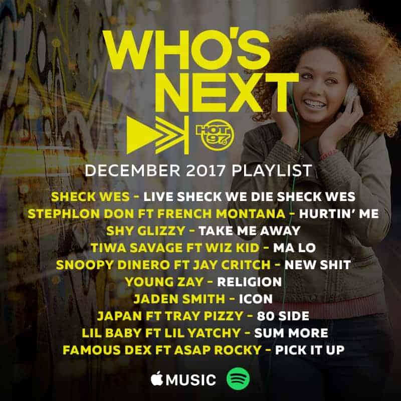 Hot 97 Who's Next December 2017 playlist