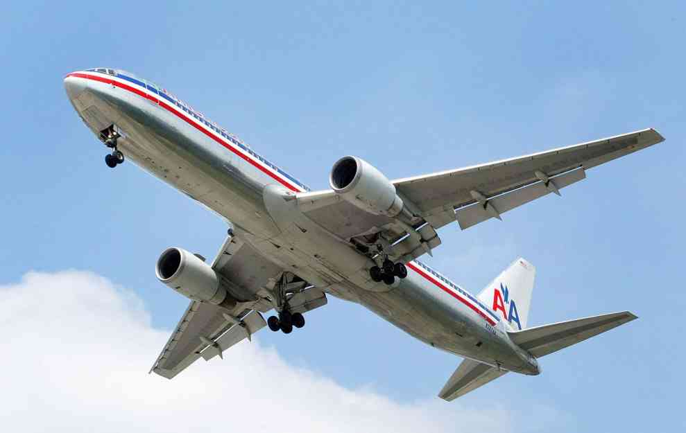 American Airline plane in the air