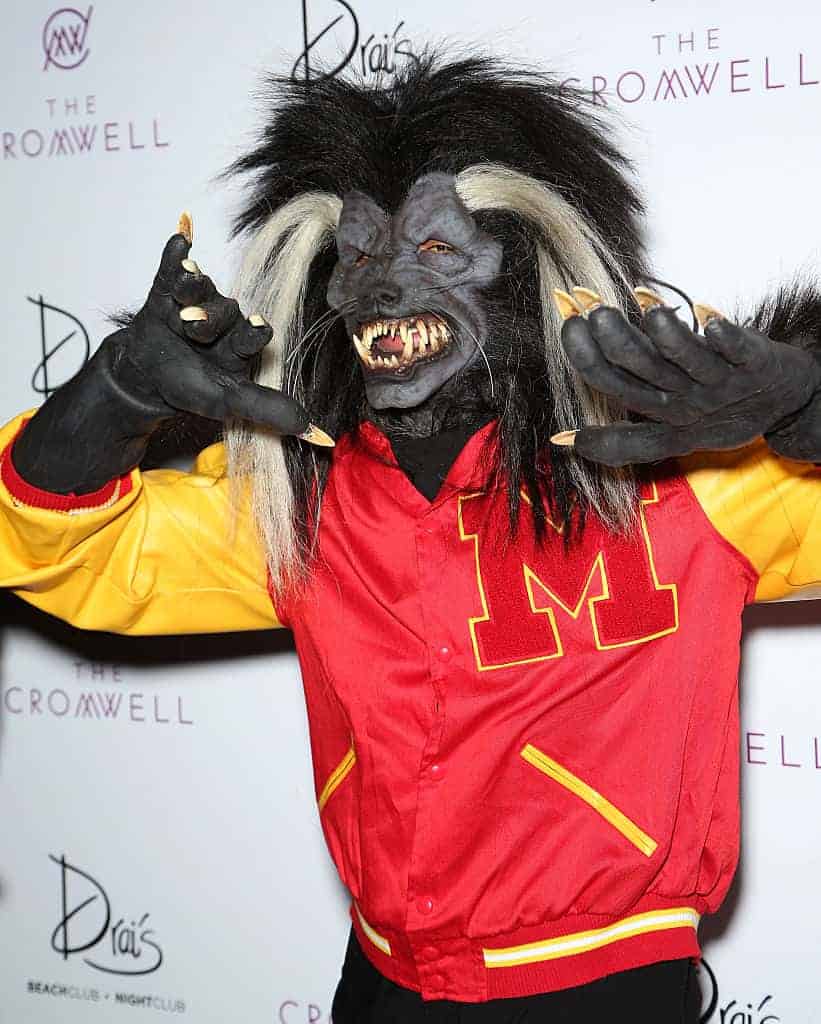 Chris Brown dressed as a werewolf from Michael Jackson's iconic 'Thriller' video