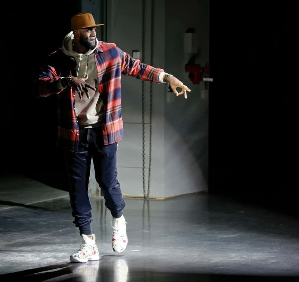 LeBron James walks the runway during the Kith Sport fashion show at the Classic Car Club on September 7