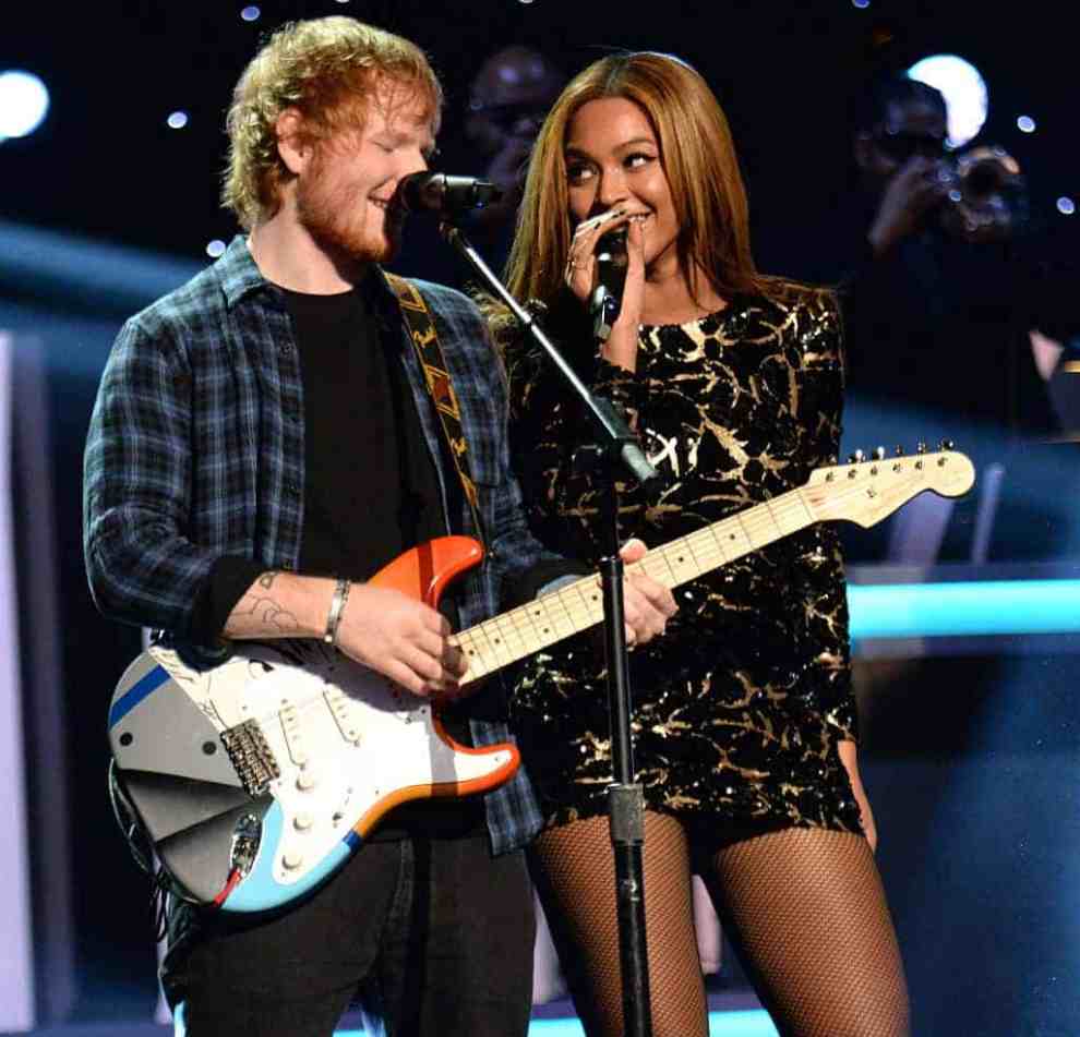 Ed Sheeran and Beyoncé perform during Stevie Wonder: Songs In The Key Of Life - An All-Star GRAMMY Salute