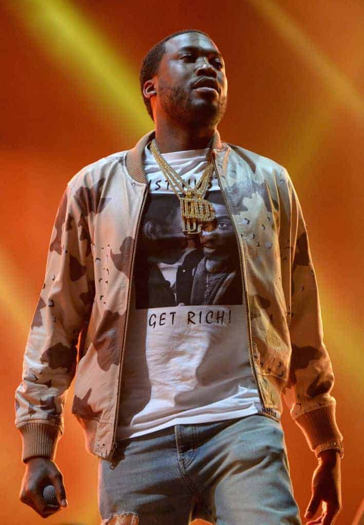 Meek Mill performs as a surprise guest during Jay Z's set during the 2017 Budweiser Made in America festival - Day 2