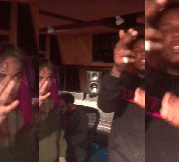 Screenshot from video of 6ix9ine & Fetty Wap in studio