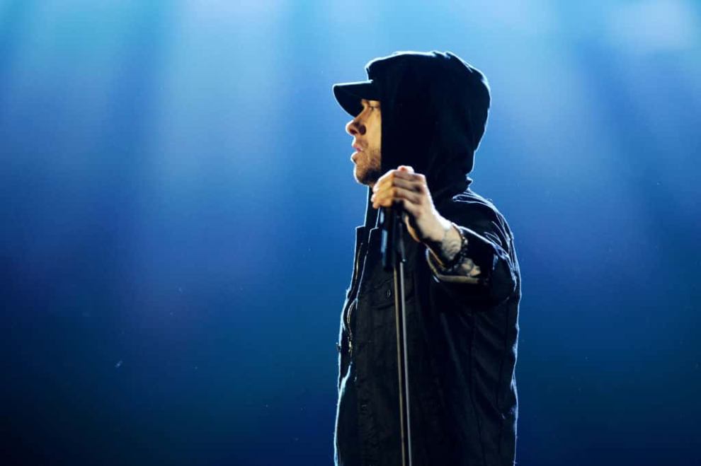 Eminem performs during the MTV EMAs 2017 held at The SSE Arena