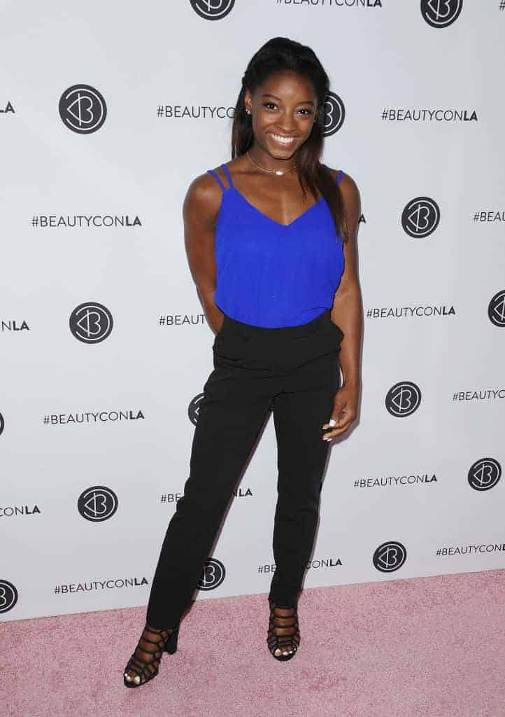 Simone Biles arrives at the 5th annual Beautycon festival