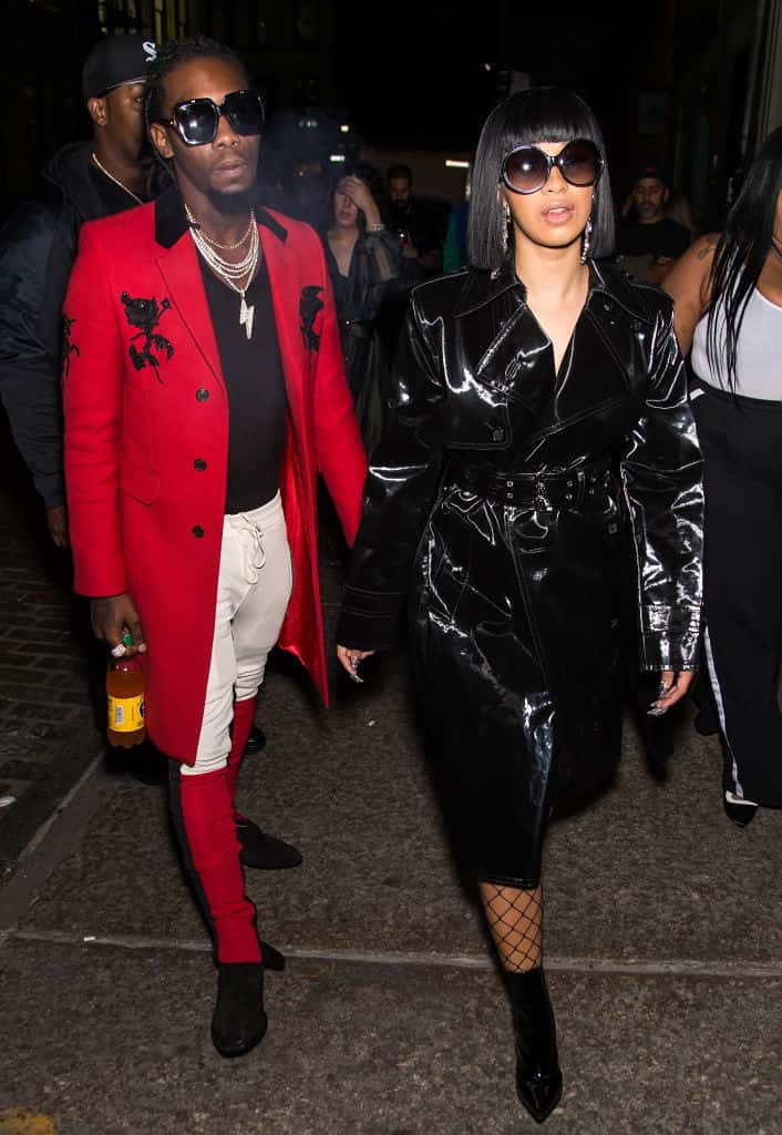 Offset and Cardi B seen leaving the Helmut Lang Seen By Shayne Oliver fashion show during New York Fashion Week 2017