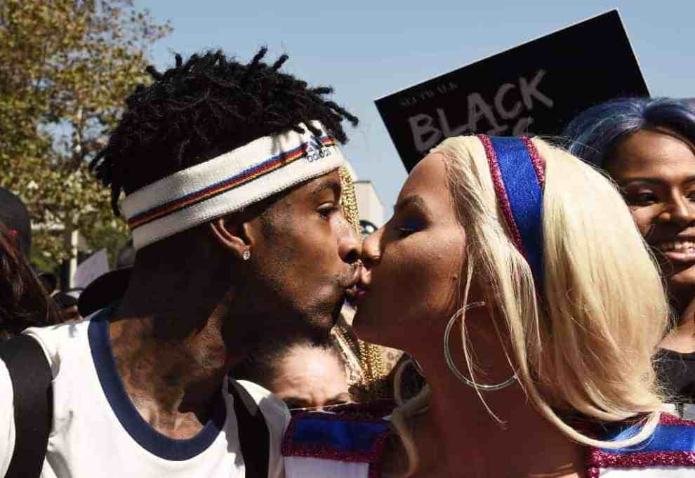 21 Savage and Amber Rose kissing at her 2017 Slut Walk