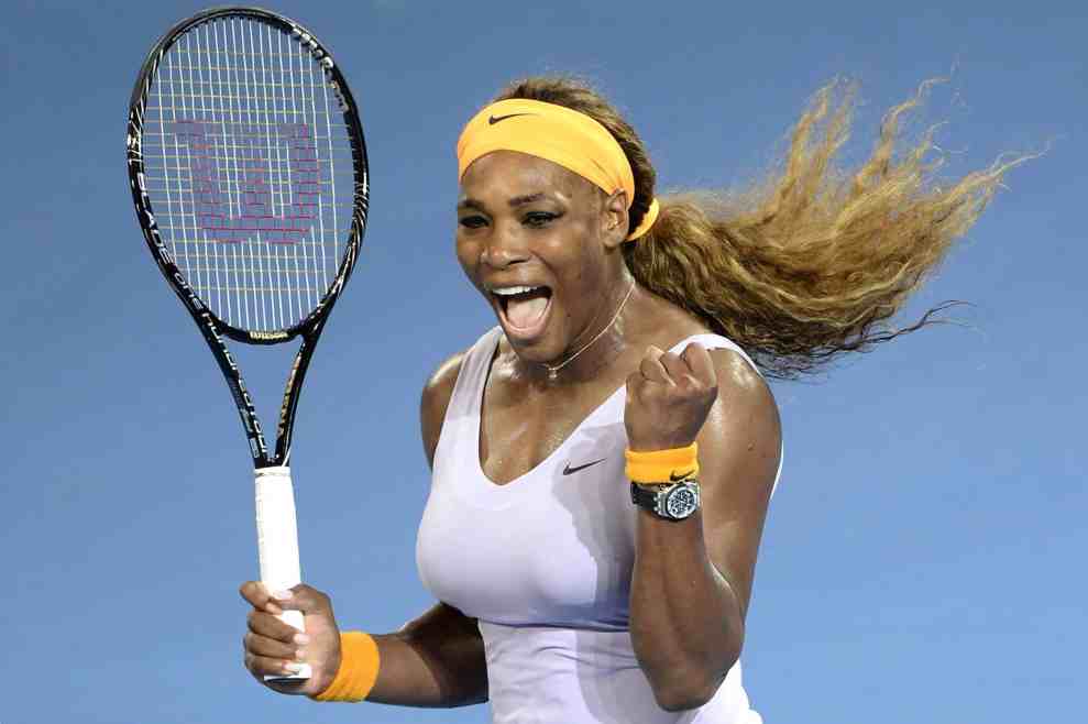 Serena Williams celebrates victory over Victoria Azarenk during Day 7 of 2014 Brisbane International