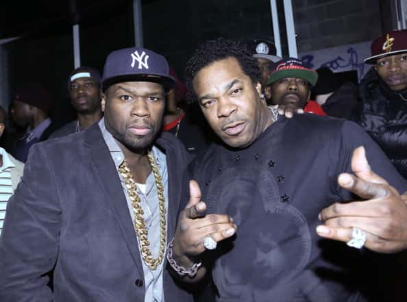 50 Cent and Busta Rhymes attend the Mobb Deep Album Release Party