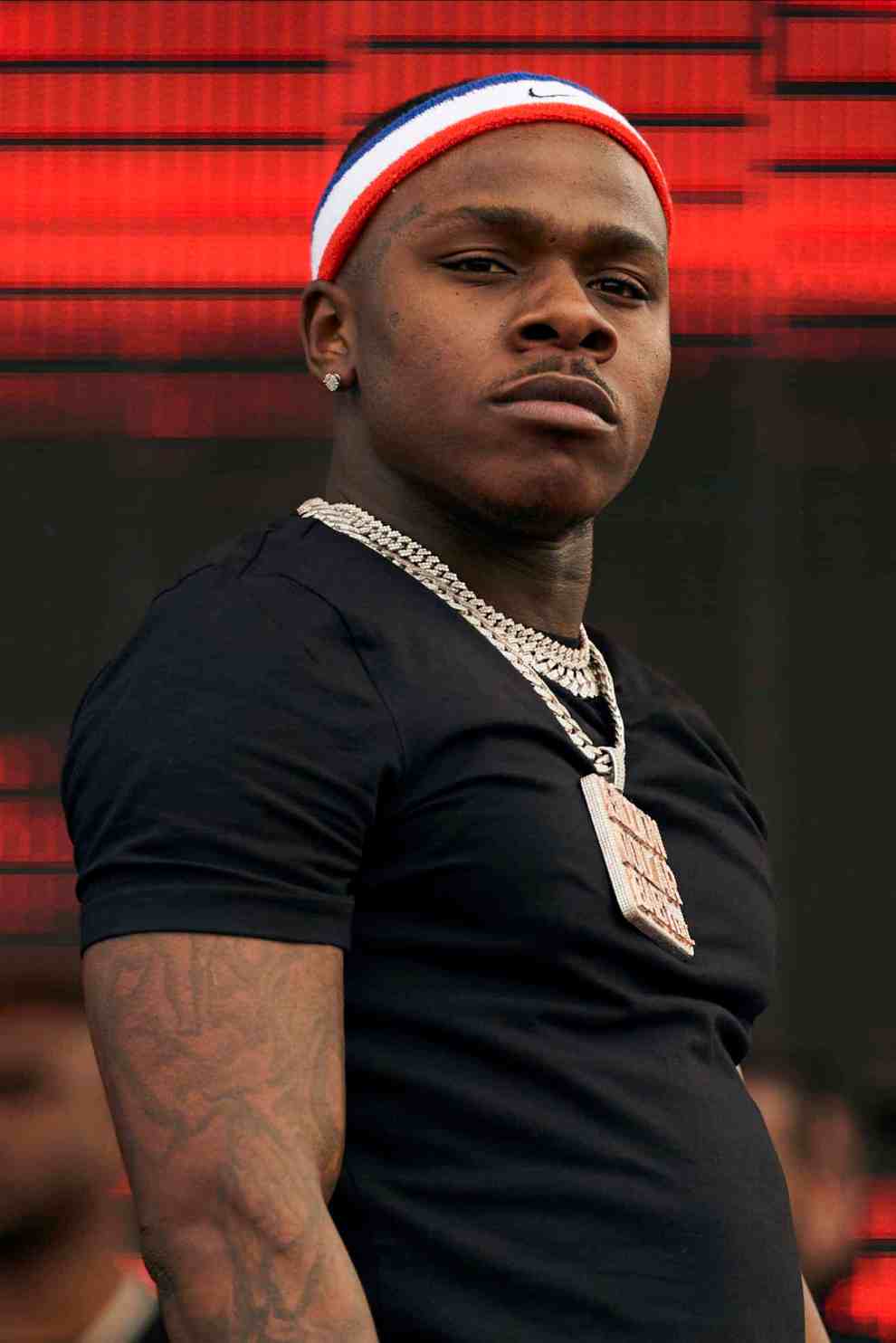 DaBaby wearing black shirt on stage