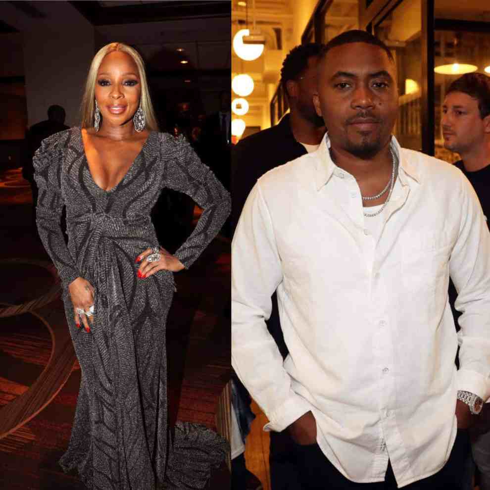 Mary J. Blige and Nas wearing multiple colors
