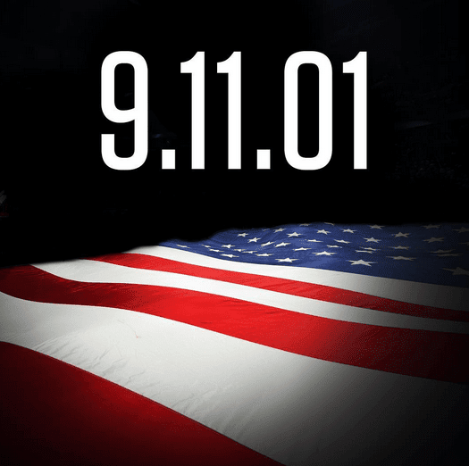 9.11.01 over an American Flag