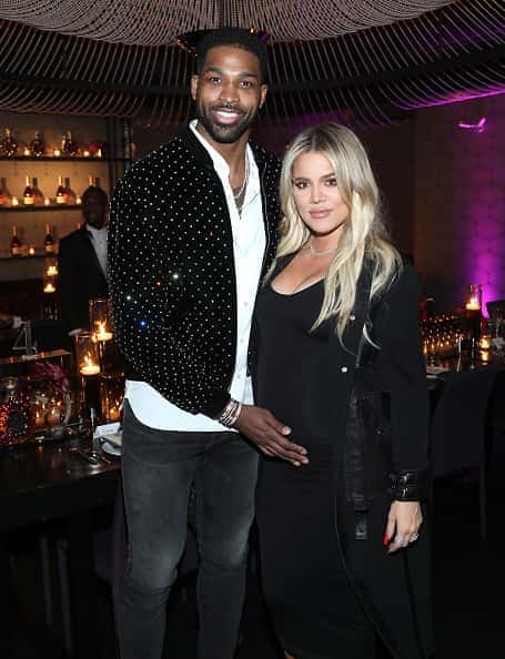 Tristan Thompson and a pregnant Khloe Kardashian attend the Klutch Sports Group "More Than A Game" Dinner