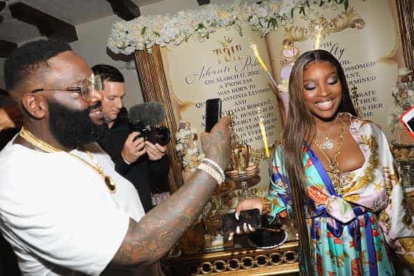 Rick Ross and Toie Roberts at Toie's Royal Court: Super Sweet 16 at Versace Mansion on April 7