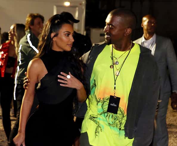 Kanye West and Kim Kardashian West attend the Nas "Nasir" Album Listening Session on June 14