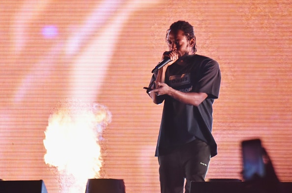 Kendrick Lamar performs on the Rock Stage during day 1 of Grandoozy on September 14