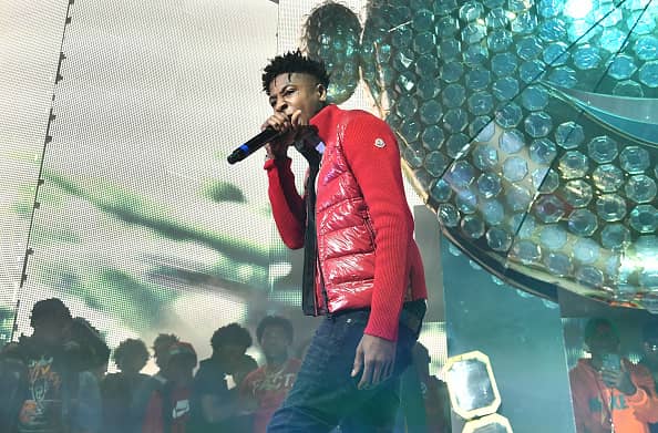 Rapper NBA YoungBoy performs onstage during Lil Baby & Friends concert to promote the new release of Lil Baby's new album "Street Gossip" at Coca-Cola Roxy on November 29