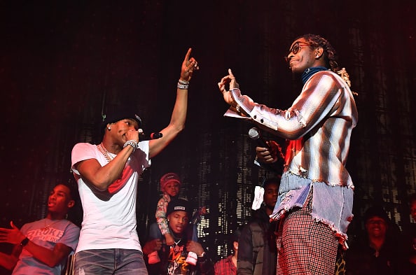 (EXCLUSIVE COVERAGE) Lil Baby and Young Thug perform onstage during Lil Baby & Friends concert to promote the new release of Lil Baby's new album "Street Gossip" at Coca-Cola Roxy on November 29