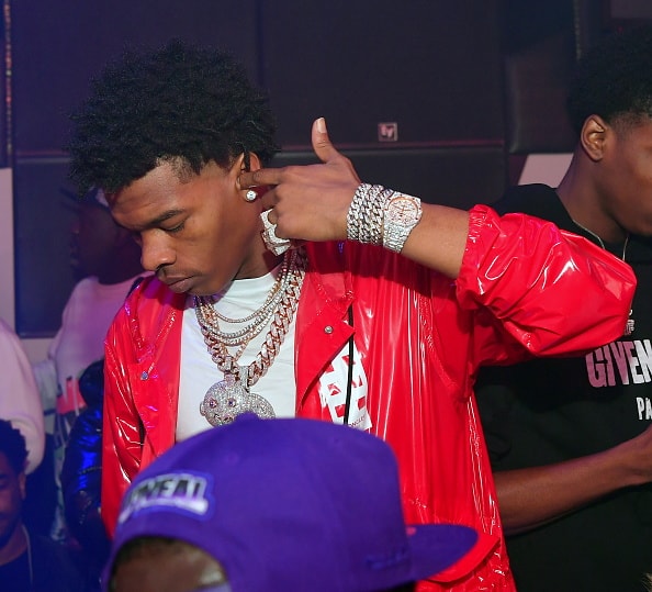 Rapper Lil Baby attends Lil Baby + Fabolous Host a Party at Gold Room on January 1