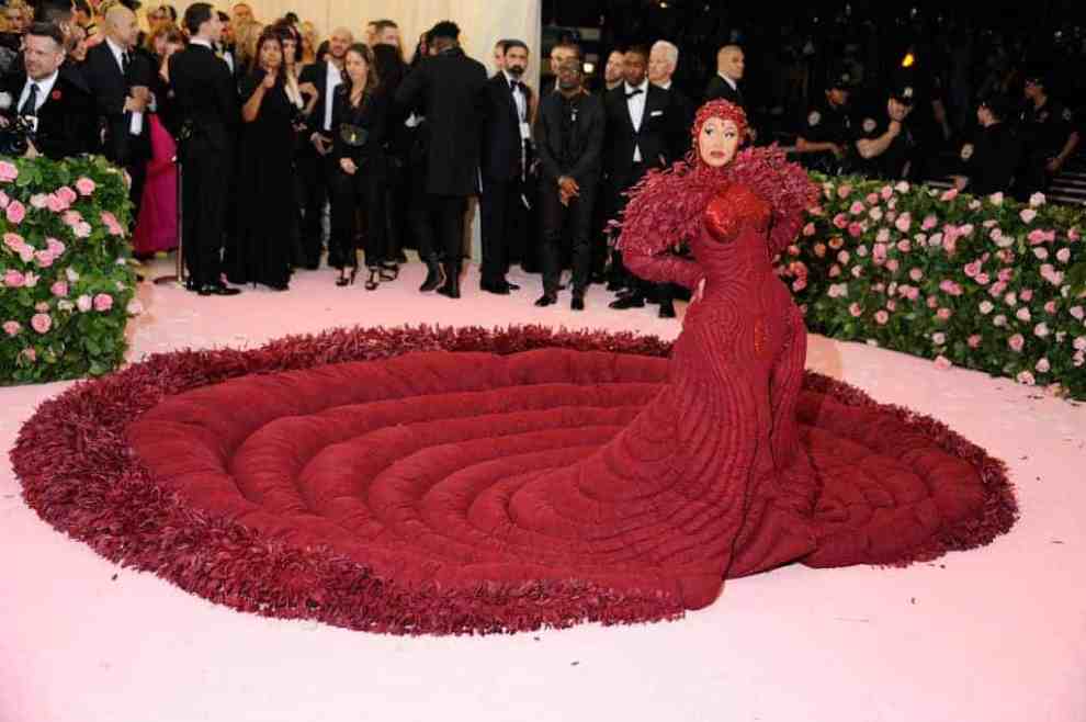Cardi B wearing all red at the Met gala