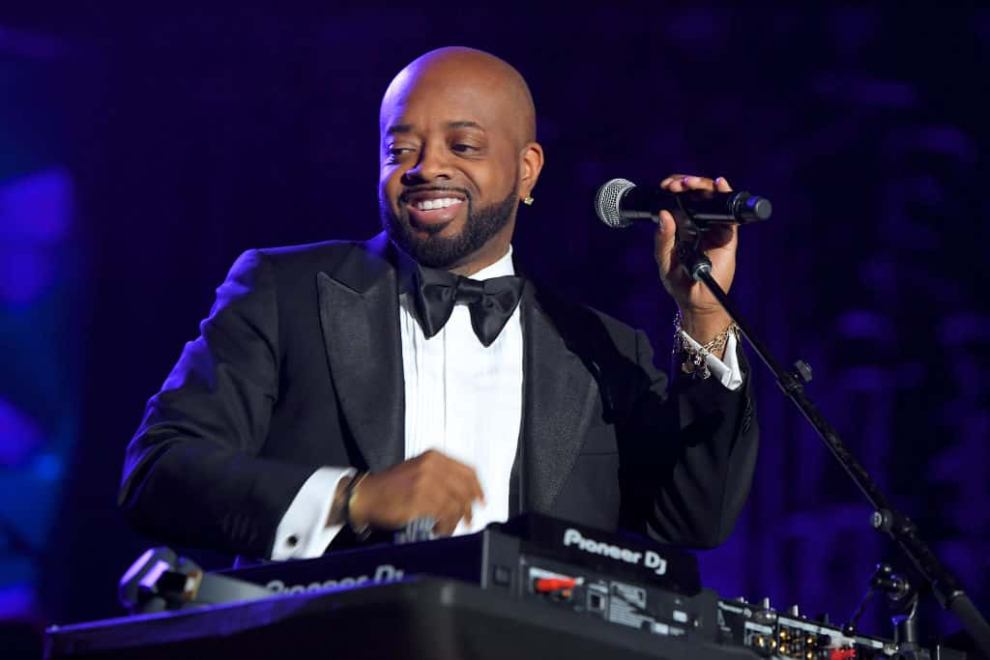 Jermaine Dupri wearing black and white tux