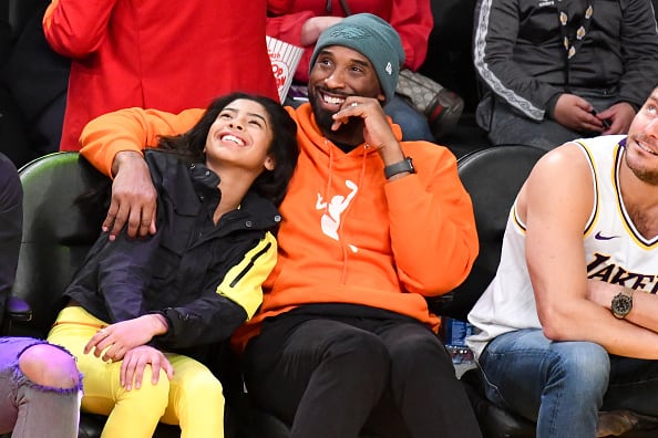 Kobe Bryant and daughter Gianna Bryant attend a basketball game between the Los Angeles Lakers and the Dallas Mavericks at Staples Center on December 29