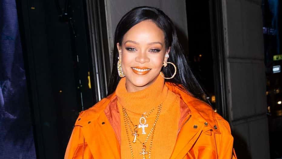 Rihanna wearing orange