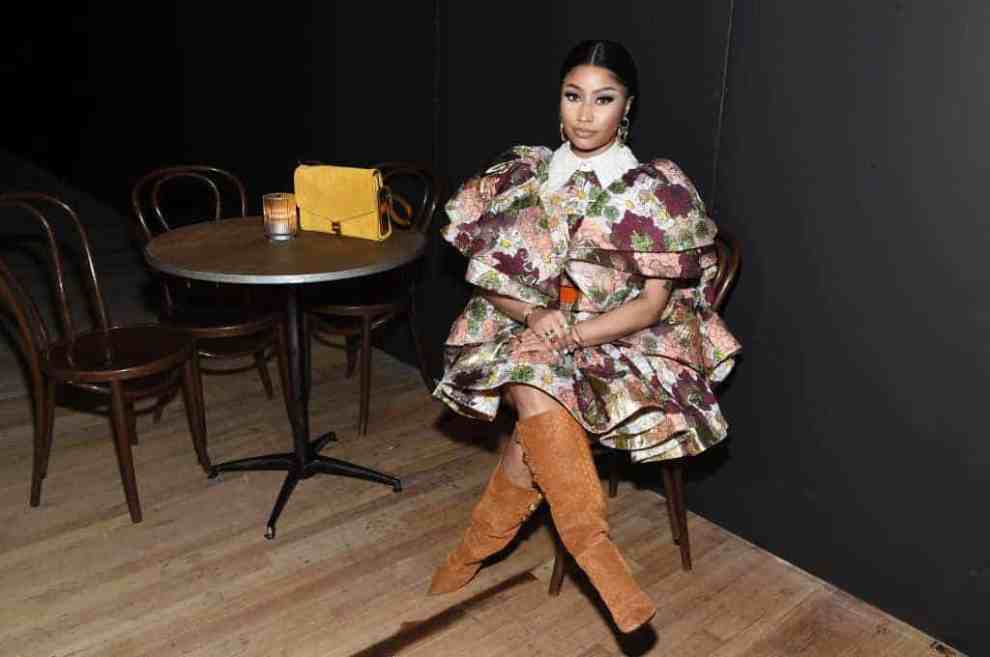 Nicki Minaj wearing floral flower print dress