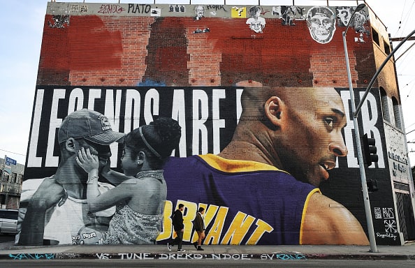 A mural depicting deceased NBA star Kobe Bryant and his 13-year-old daughter Gianna