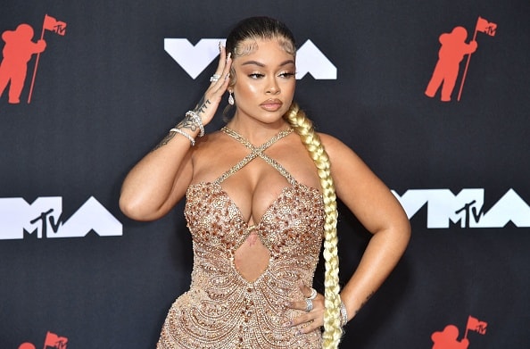 US rapper Latto arrives for the 2021 MTV Video Music Awards at Barclays Center in Brooklyn