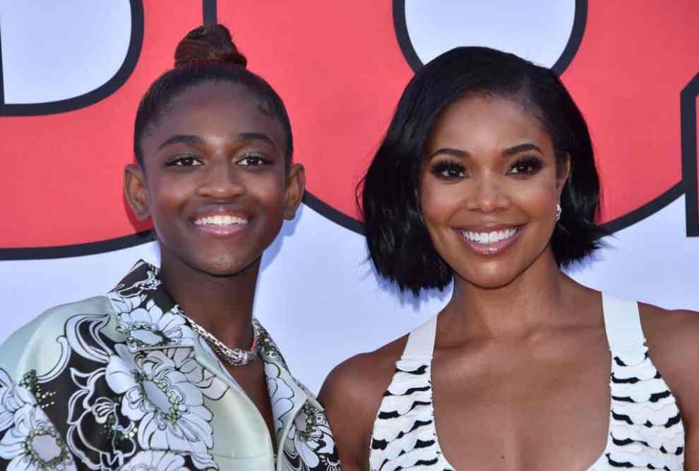 US actress Gabrielle Union (R) and her daughter Zaya Wade arrive for the "Cheaper by the Dozen" Disney premiere at the El Capitan theatre in Hollywood