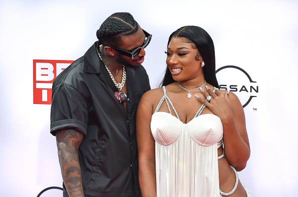 Recording Artist Pardison Fontaine 'Pardi' (l) and Megan Thee Stallion (r) attend the 2021 BET Awards at the Microsoft Theater on June 27