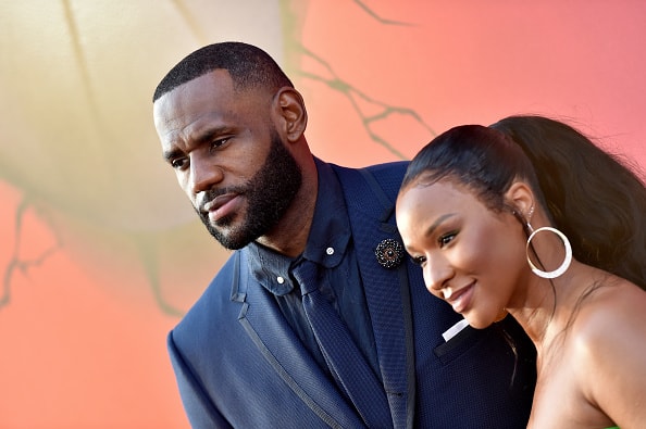 LeBron James and Savannah Brinson attend the Premiere of Warner Bros "Space Jam: A New Legacy" at Regal LA Live on July 12
