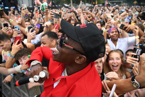 Bobby Shmurda performs from the crowd during 2021 Made In America at Benjamin Franklin Parkway on September 05