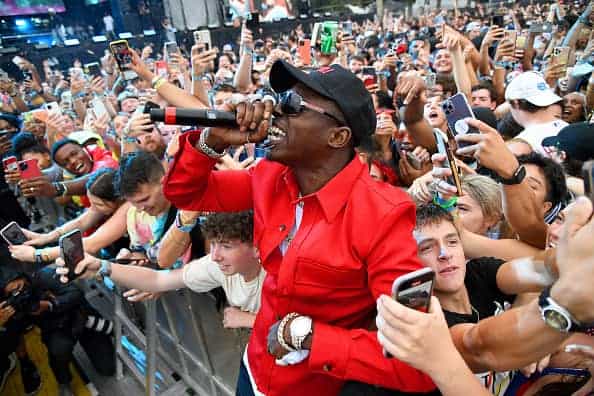 Bobby Shmurda performs from the crowd during 2021 Made In America at Benjamin Franklin Parkway on September 05