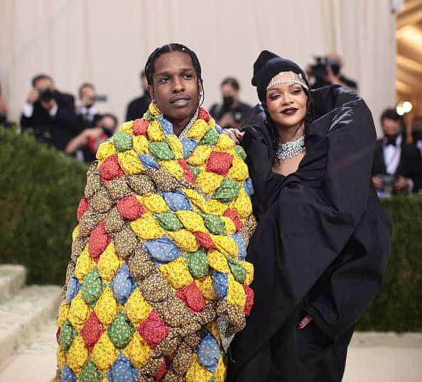 ASAP Rocky and Rihanna attend The 2021 Met Gala Celebrating In America: A Lexicon Of Fashion at Metropolitan Museum of Art on September 13