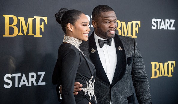 Jamira Haines and Curtis '50 Cent' Jackson attends STARZ Series "BMF" world premiere at Cellairis Amphitheatre at Lakewood on September 23