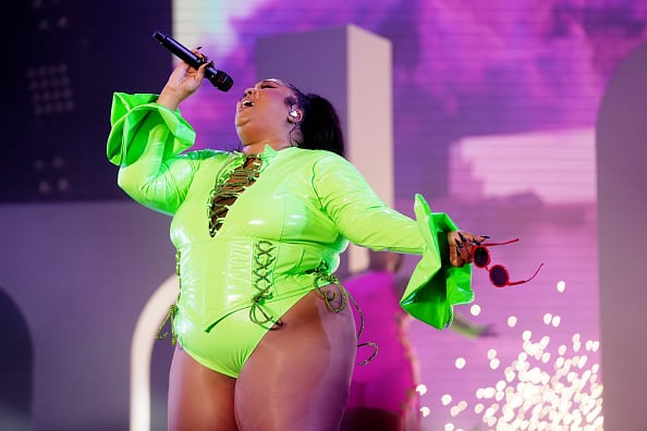 Lizzo performs on the Lands End Stage during day 2 of the 2021 Outside Lands Music and Arts Festival at Golden Gate Park on October 30