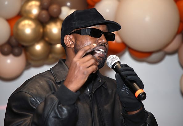 Kanye West attends the Los Angeles Mission's Annual Thanksgiving event at the Los Angeles Mission on November 24