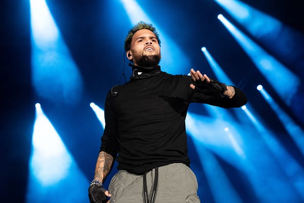 Rapper Chris Brown performs onstage during day 2 of Rolling Loud Los Angeles at NOS Events Center on December 11