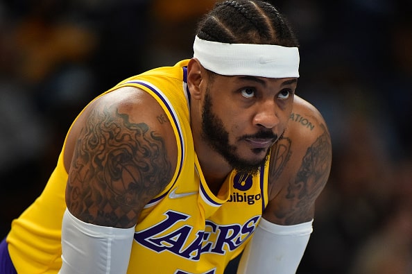 Carmelo Anthony #7 of the Los Angeles Lakers during the game against the Memphis Grizzlies at FedExForum on December 09