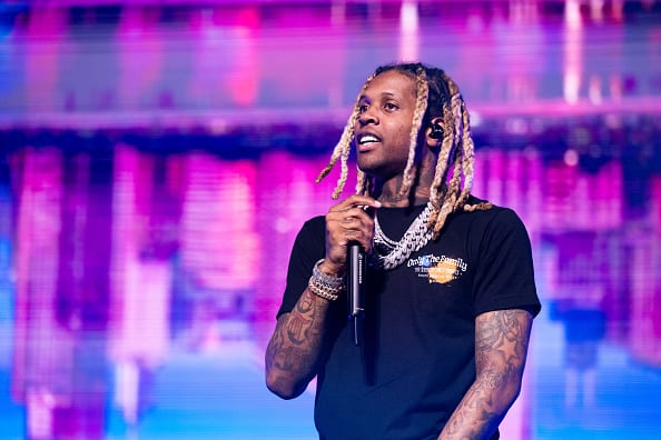 Rapper Lil Durk performs onstage during the '7220' Tour at YouTube Theater on April 09