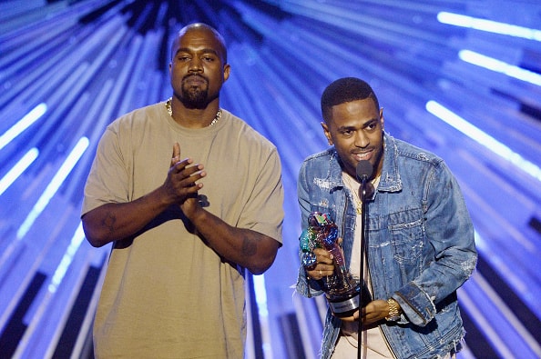 Recording artists Kanye West and Big Sean accept the Video with a Social Message award for 'One Man Can Change The World' onstage during the 2015 MTV Video Music Awards at Microsoft Theater on August 30