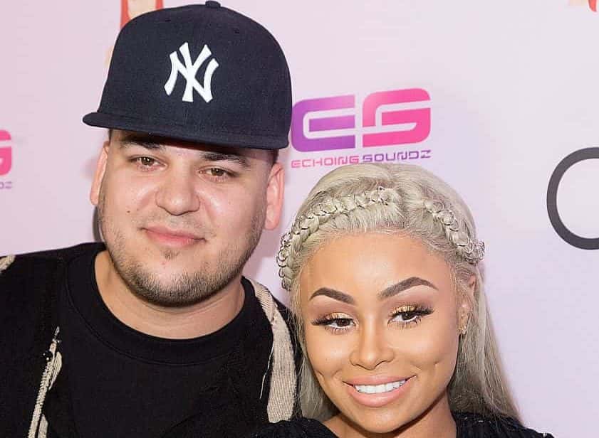 Blac Chyna and Rob Kardashian smiling at the camera