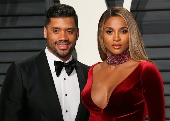 Ciara and Russell Wilson attend the 2017 Vanity Fair Oscar Party hosted by Graydon Carter at Wallis Annenberg Center for the Performing Arts on February 26