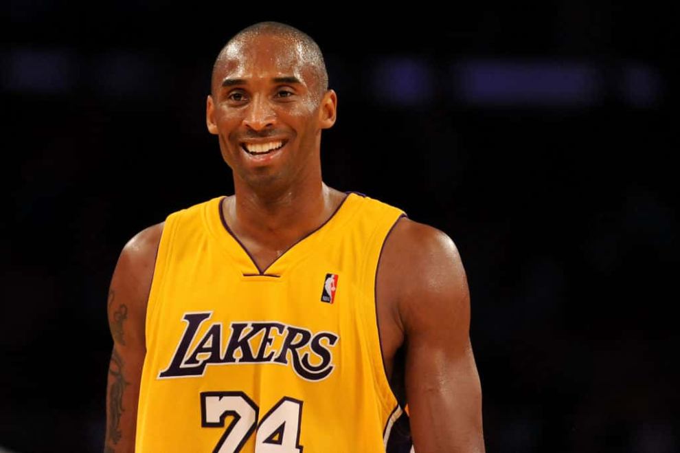 Kobe Bryant wearing his Laker's Jersey