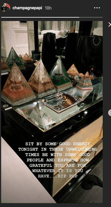 Drake wearing brown jacket|Screenshot of Drake's IG story