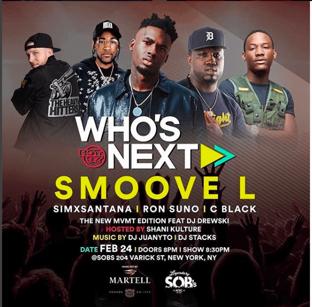 Smoove L Performing At Who's Next|Flyer of the performers and host of Who's Next Live